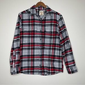 RedHead Black, Gray and Red 100% Cotton Flannel Plaid Button Down Shirt